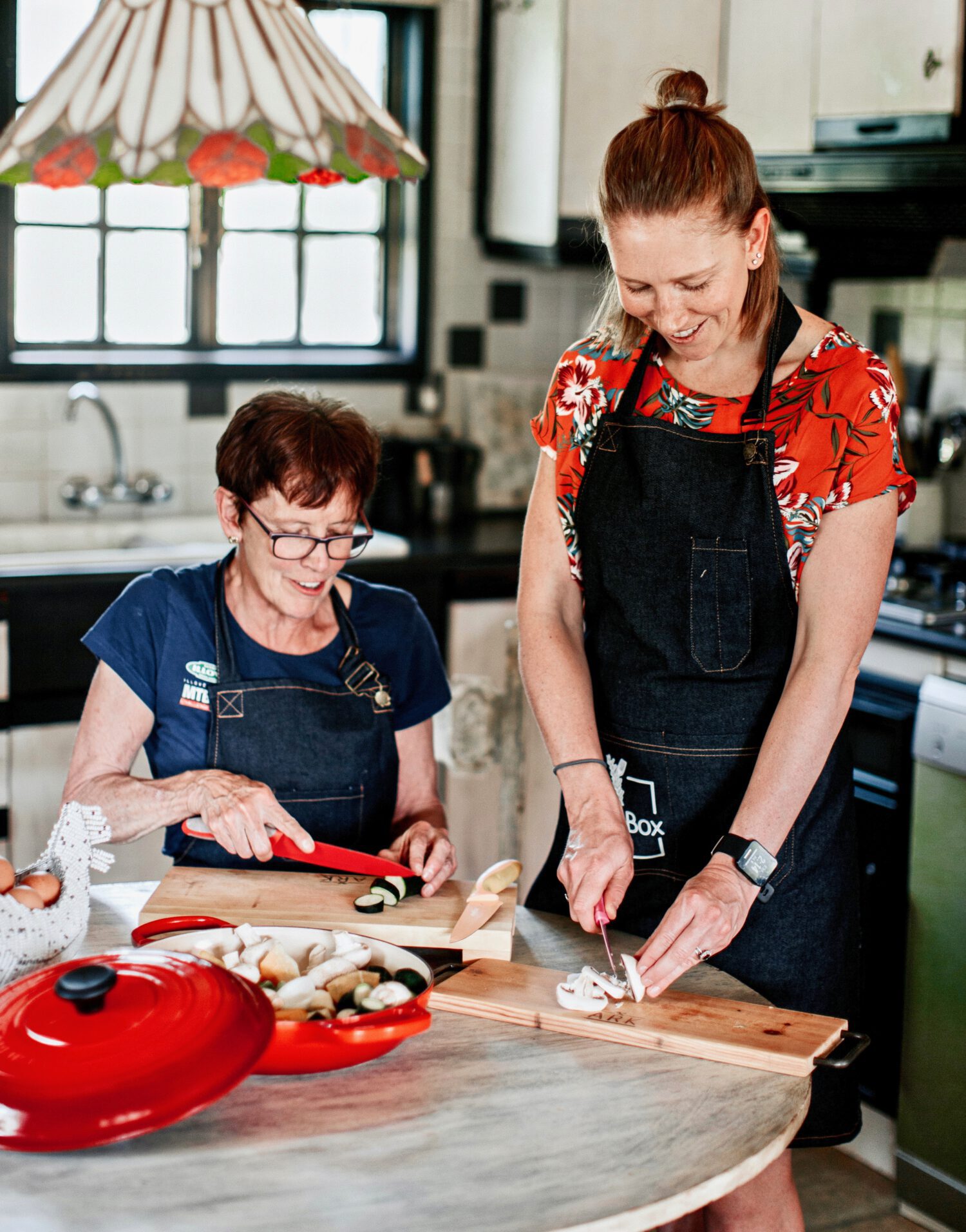 The TasteBox team working in the kitchen